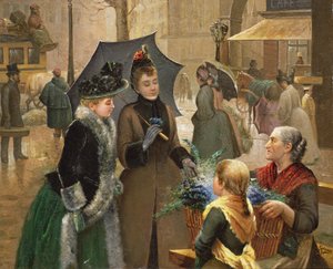 Buying Flowers by G. Salanson